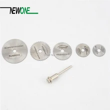 6pcs/Set HSS Mini Circular Saw Blade Woodworking Cutting Discs Drill For Rotary Tools Dremel Metal Cutter Power Tool Mandrel Set