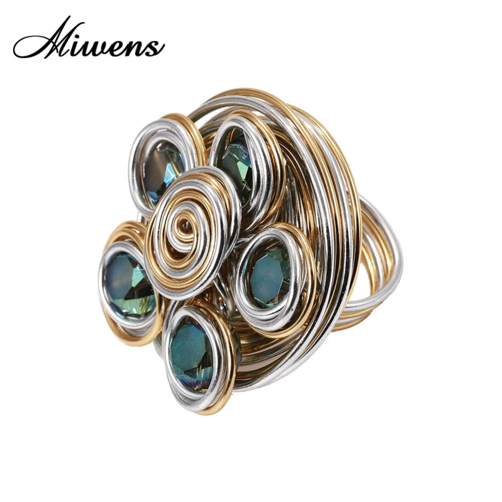 

Miwens Gold&Silver Color Metal Crystal Drop Rings For Women Geometric Big Dangle Rings Party Statement Wholesale Jewelry A085