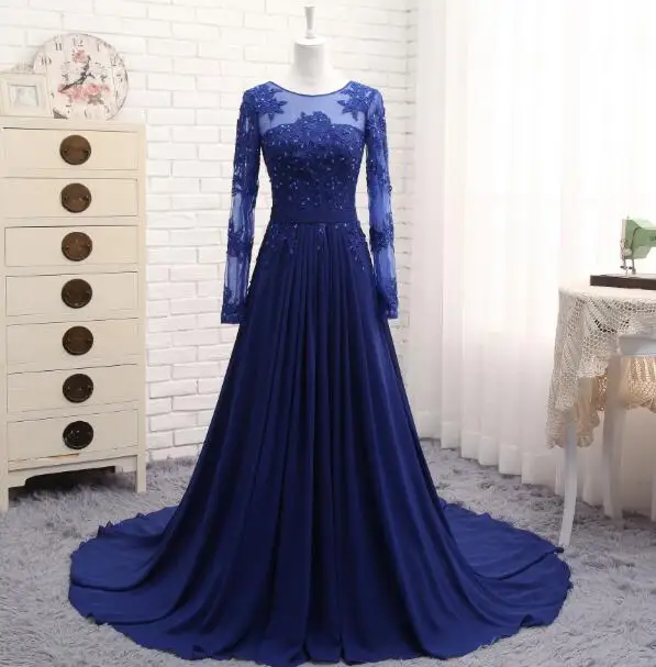 Вечерние шифоновые платья трапеции с длинным рукавом|robe de soiree|beaded evening dressesevening dress