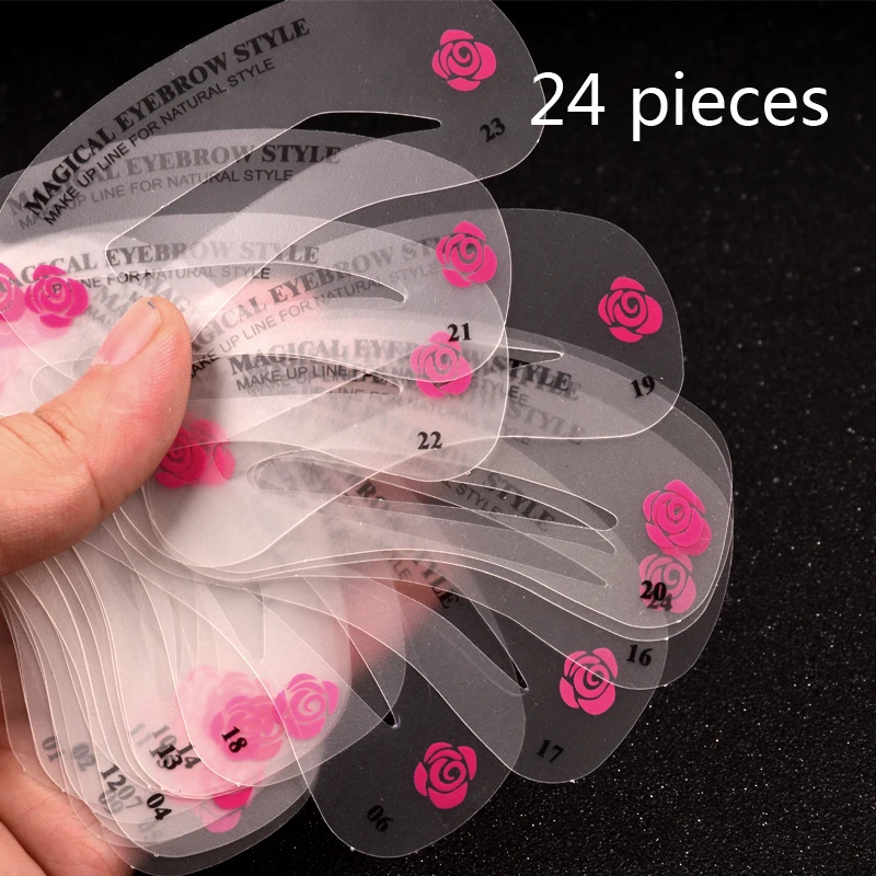 

24 Styles Eyebrow Shaping Stencils Grooming Kit Makeup Shaper Set Template Tool