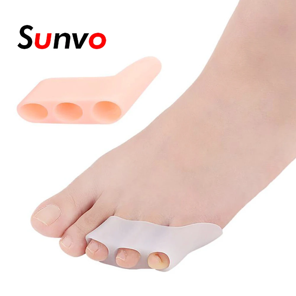 

2 Pcs Silicone Gel Small Toes Separator Corrector Toe Orthotics Bunion Hallux Valgus Anti Eversion Overlap Inserts Pad