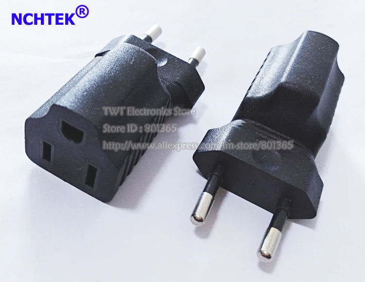 

NCHTEK US 3 Prong to Europe Travel Plug Connector, European 3Pin Male To Nema 5-15R USA 3Pin Female Adapter/Free shipping/1PCS