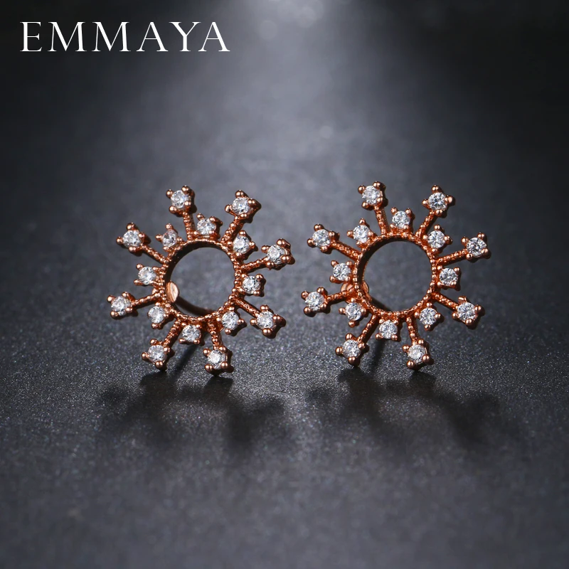 

EMMAYA Sun Charm Stud Earrings For Women Gift Fashion Rose Gold Color Earrings Jewelry Bijous Femme