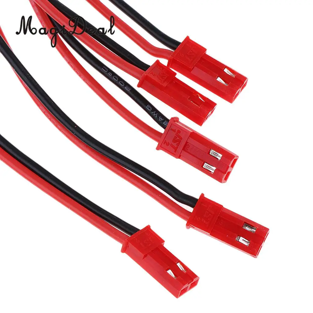 MagiDeal 5Pcs RC Model JST 2-Pin Male to Female Connector Plug Extension Wire Cable Harness for Battery RC Model Parts