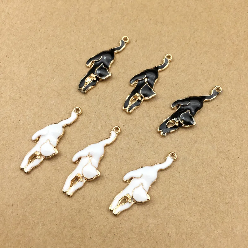 

10pcs 11x28mm cat charms enamel charm for jewelry making and crafting charm fashion pendant