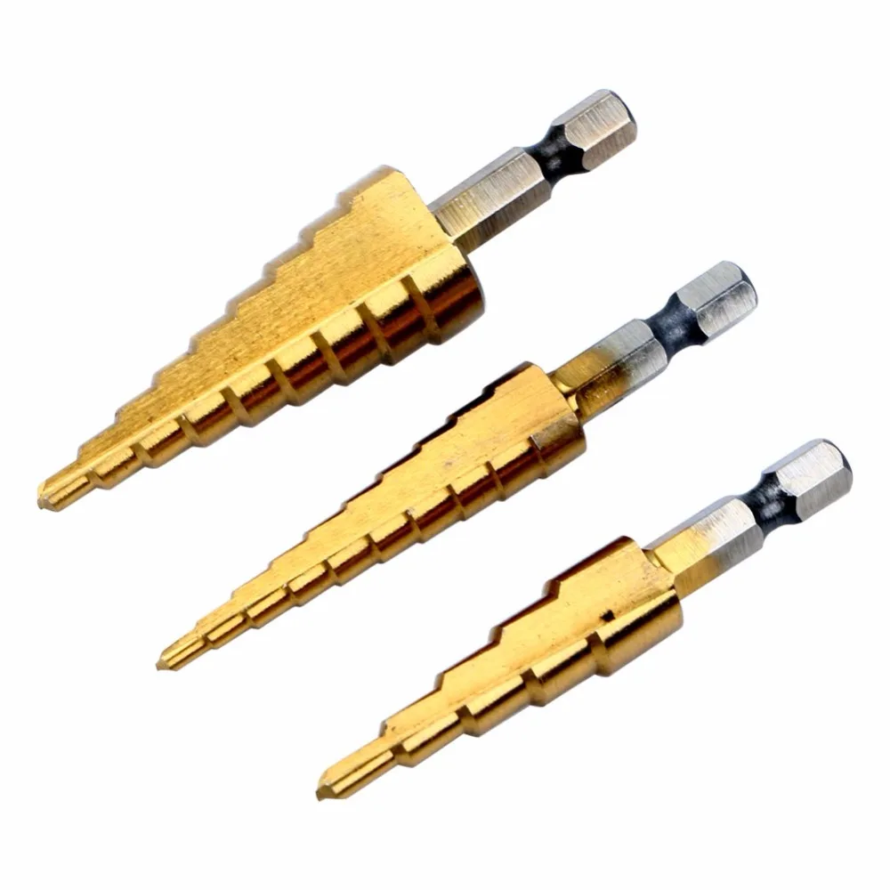 HYY-YY Drill 4pcs Contersink Drill/Step Drill/Tapered Cone Drill/Saw Dill Bit Titanium Coated Drill Accessories