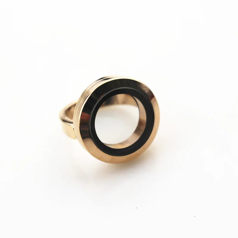 20mm Gold Stainless Steel Round Screw Floating locket Rings Floating living charm Locket Ring