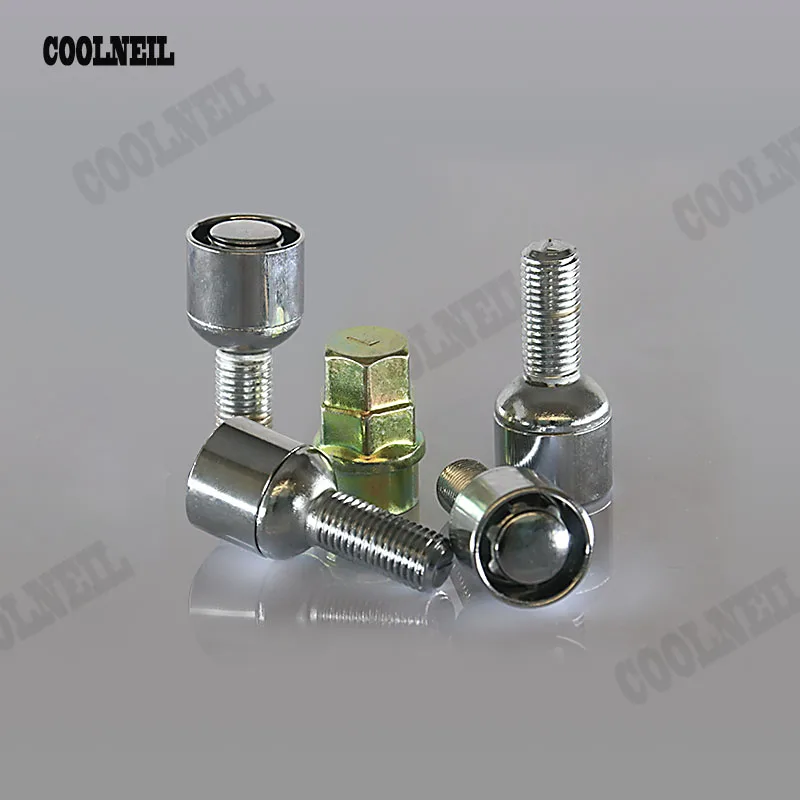 

4 Pieces Steel Anti theft Wheel Screw Bolts with Key (M14x1.5 Thread Size)