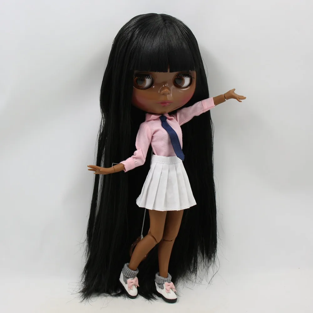 Neo Blythe Doll with Black Hair, Black Skin, Shiny Cute Face & Custom Jointed Body 4