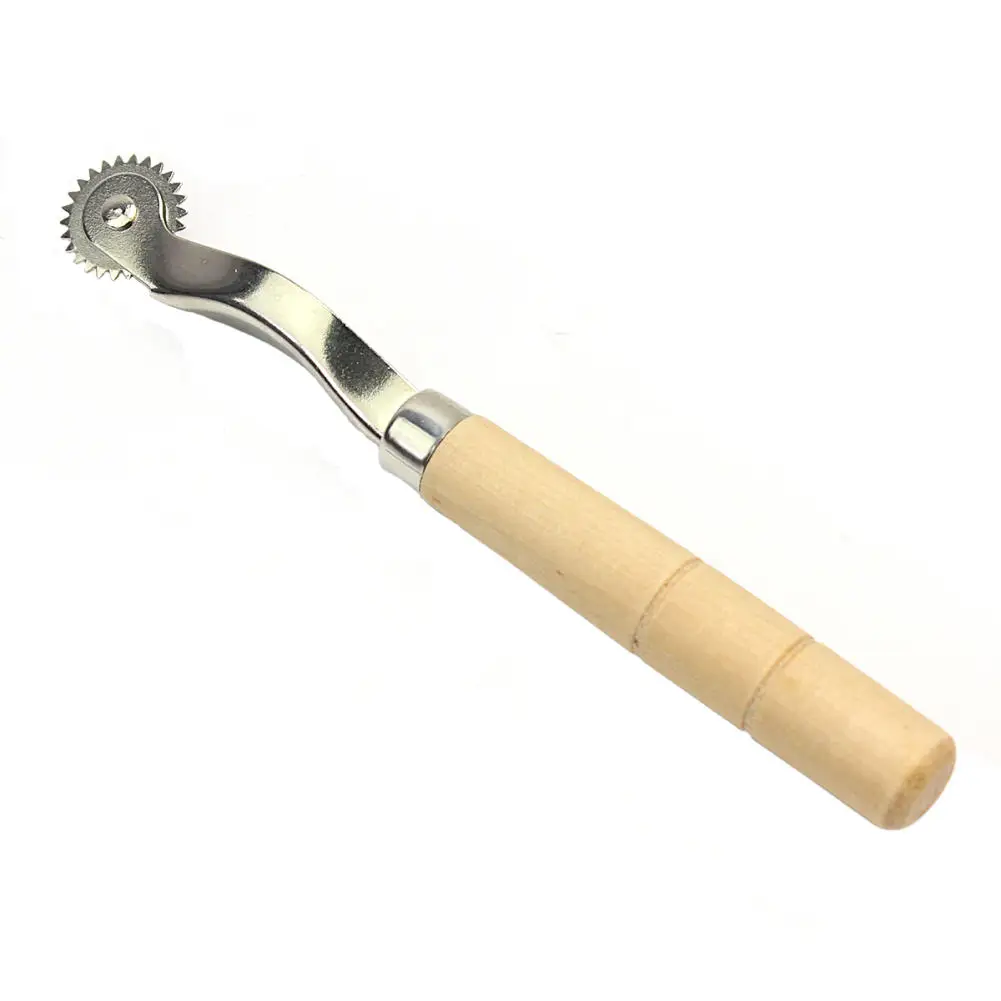 

Serrate Tooth Edge Pattern Tracer Tailor Stitch Marker Tracing Wheel Garment Sewing Tool Accessories with Wooden Handle