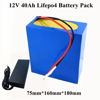 

12v 40Ah lifepo4 battery pack 12v 40ah high capacity lithium battey for outdoor power supply fishing e-bike scoote + 3A charger