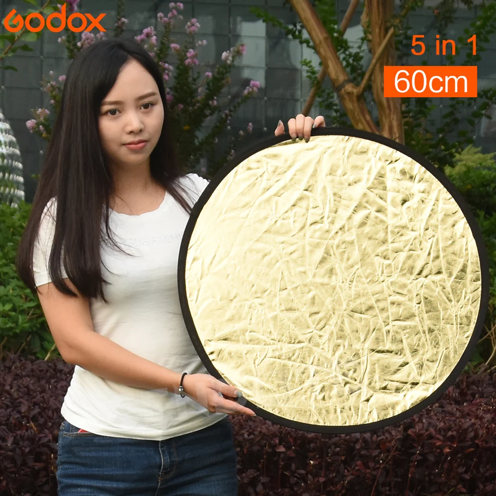 GODOX 5 in 1 Portable Collapsible 60cm Camera Lighting Photo Disc Reflector Diffuser Kit Carrying Case
