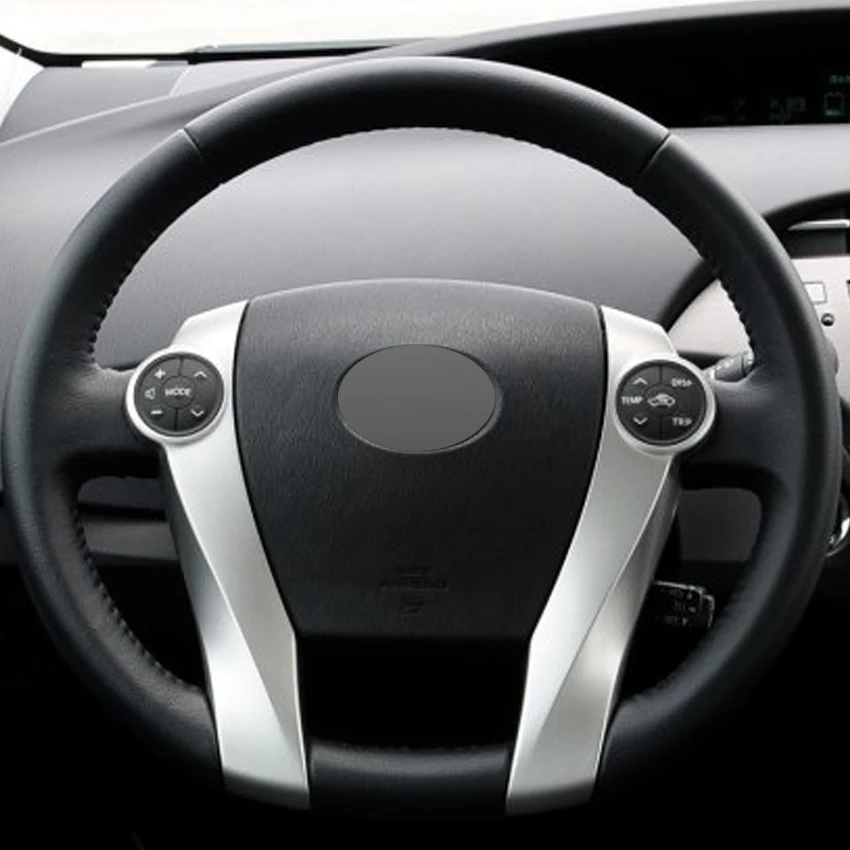 Black Leather Hand stitched Car Steering Wheel Cover for Toyota Prius