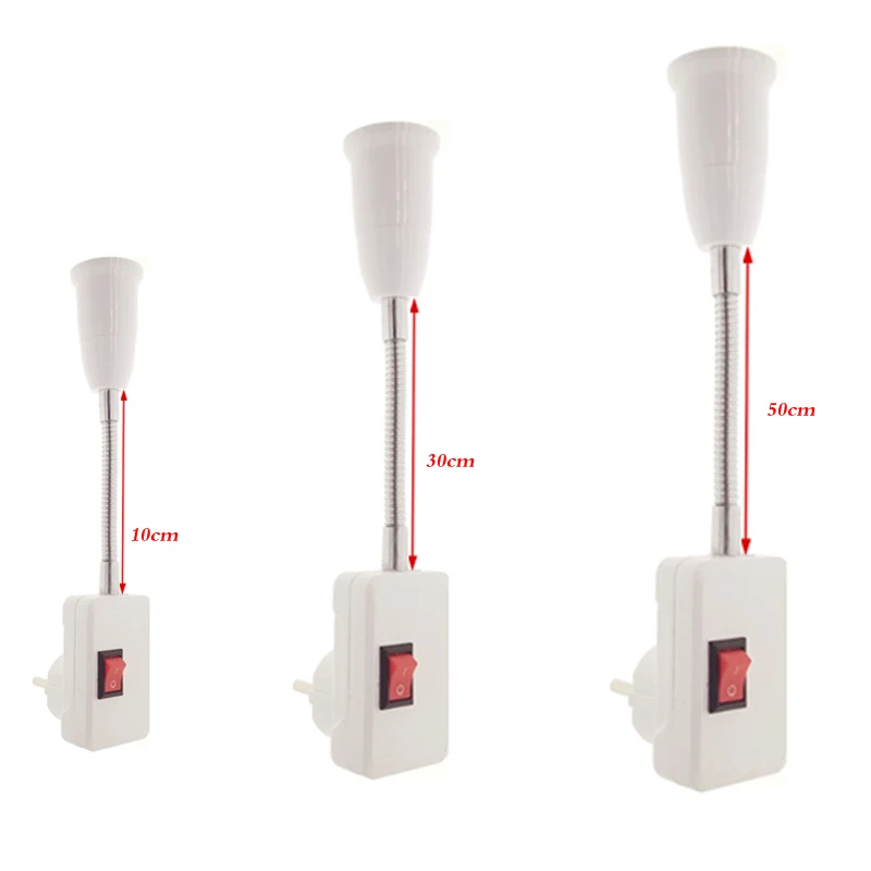 

E27 LED Light Bulb Lamp Holder Flexible Extension Adapter Converter Screw Socket EU Plug With On/Off Switch