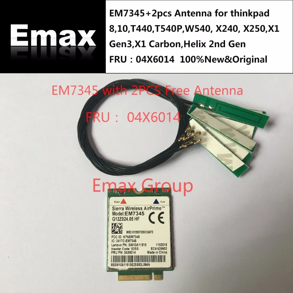 FRU 04X6014 04X6092 EM7345 разблокированная + 2 антенны для thinkpad 8 10 T440 T540P W540 X240 X250 X1 Gen3 Carbon Helix
