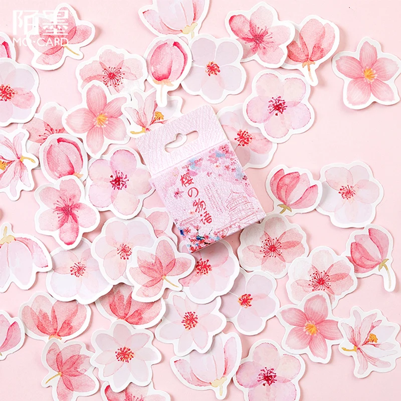 

45 Pcs/Box Beautiful flowers Pink petal sticker decoration stickers DIY for craft ablum diary scrapbooking planner