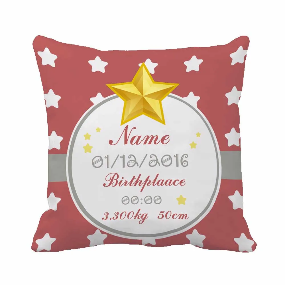 

Custom Birth Data Printing Stars Pink Throw Pillow Case Decorative Cushion Cover Pillowcase Cute Birthday Gift By Lvsure