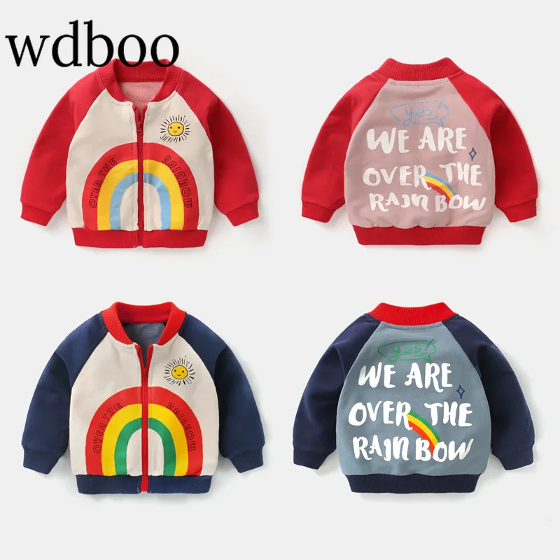 아기 유아 Rainbow Bomber Jacket Girls Boys 12M 4Y 겨울 Coat 2018 Fall Kids