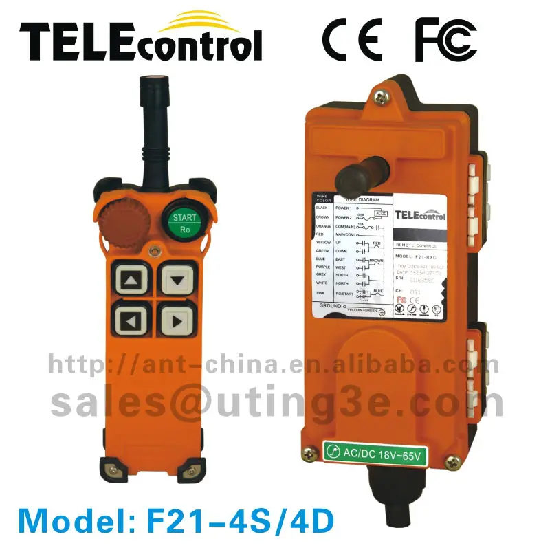 

4 buttons single speed F21-4S radio remote control for crane