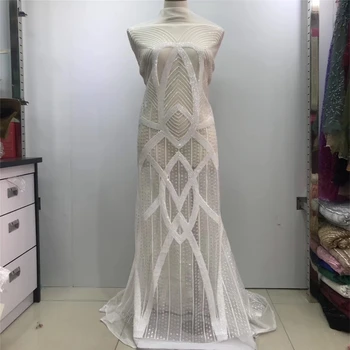 

Tollola Elegant African Tulle French Lace Fabric White Sequins Lace Fabric High Quality Nigerian Wedding African Lace Fabric