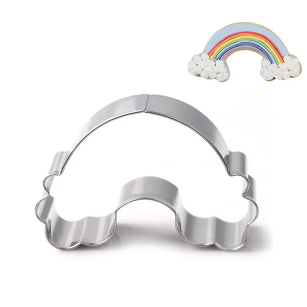 

LINSBAYWU 1pc Rainbow Shape Cookie Cutter 3D Stainless Steel Fondant Cake Decorating Tools DIY Pastry Biscuit Baking Molds