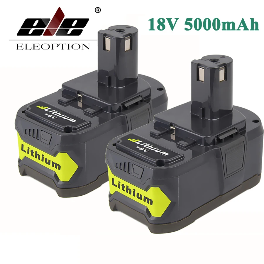 

2pack/lot 18V 5000mAh Li-Ion Rechargeable Battery For Ryobi 18V Lithium Battery P108 RB18L40 P107 P104 For ONE+ BIW180 5.0ah