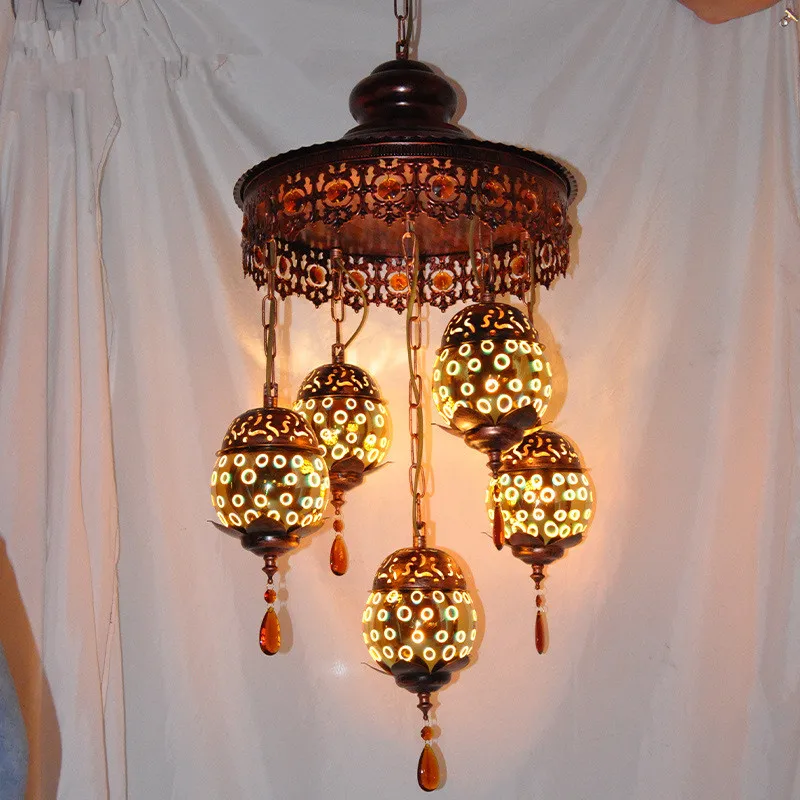 

5 Heads American Style Retro Bohemia Livingroom Chandelier Bedroom Hotel Cafe Bar Restaurant Bronze Lamp Free Shipping