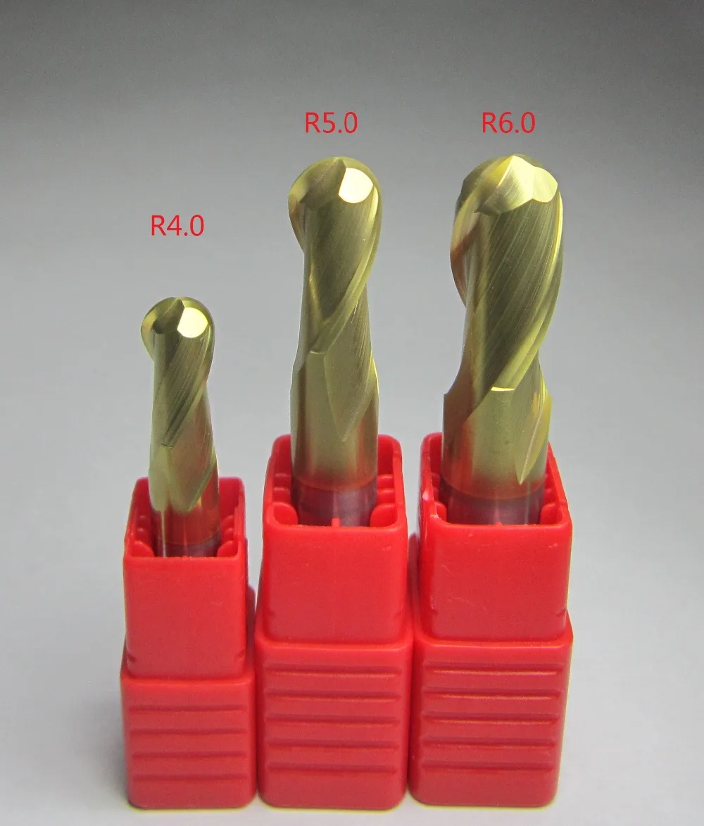 5PCS radius 1mm HRC62 Carbide Ball Nose End Mill milling cutter for hard steel