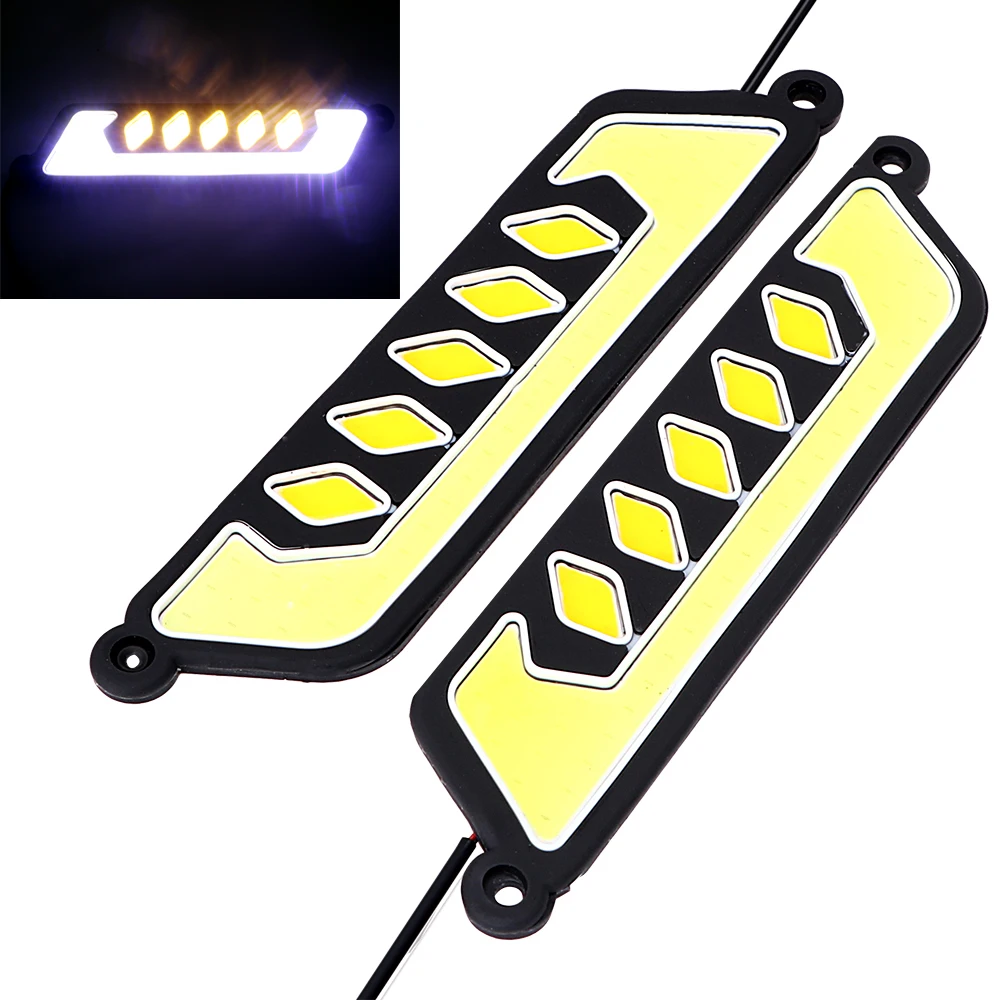 

2Pcs LED Car Daytime Running Light COB Fog Lamp Flexible Turn Signal Lamps Day Light DRL Car-styling Waterproof Super Bright