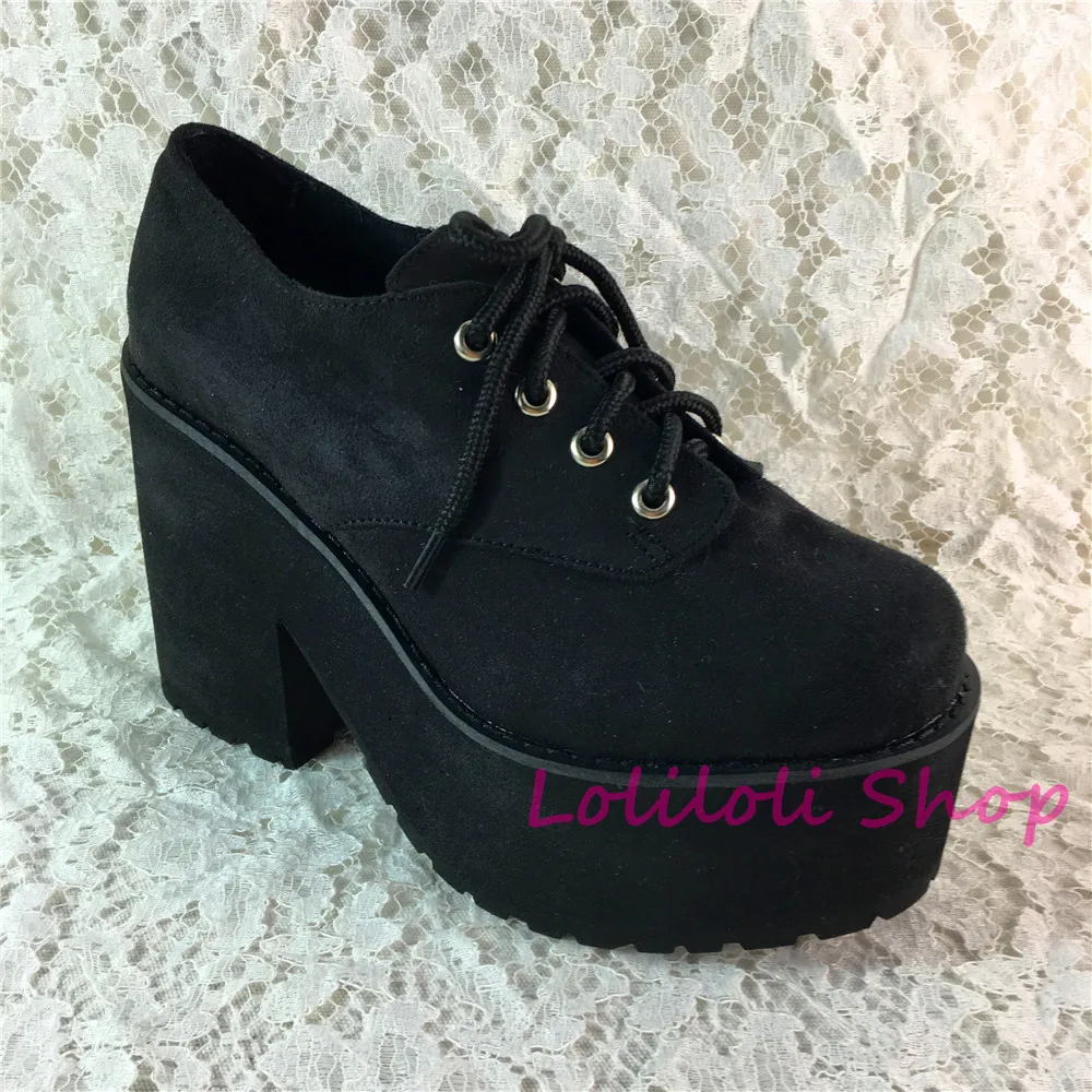 Princess sweet lolita shoes Loliloliyoyo antaina gothic Japanese design cos shoes custom thick bottom black suede shoes 9618-2 Princess sweet lolita shoes Loliloliyoyo antaina gothic Japanese design cos shoes custom thick bottom black suede shoes 9618-2