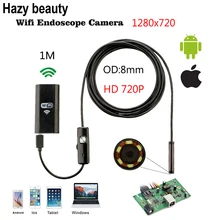 Hazy beauty 8mm Lens 6LED HD 720P 1M WiFi Endoscope IP67 Waterproof Inspection Camera for ios and Smartphone Android PC