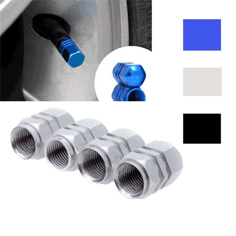 

Universal 4 PCS Aluminum Auto Bicycle Car Tire Valve Caps Tyre Wheel Hexagonal Ventile Air Stems Cover Airtight rims Accessories
