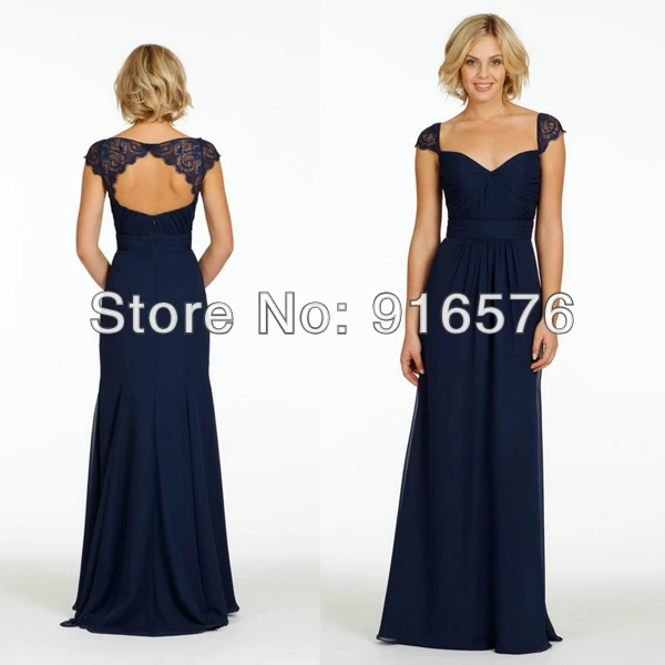 Blu Navy Damigella D'onore Vestito Chiffon A Line Sweetheart Riuniti  Corpetto di Pizzo Foro Chiave di Protezione Del Manicotto Del Merletto  Naturale|dress 2013|cap sleeve wedding dresscap sleeve lace dress -  AliExpress