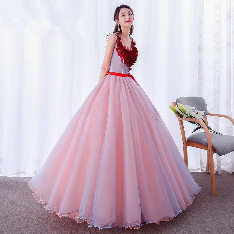 Ruthshen Vestidos De Debutantes 15 Anos красный Цветы оформление Пром бальное платье платья Quinceanera