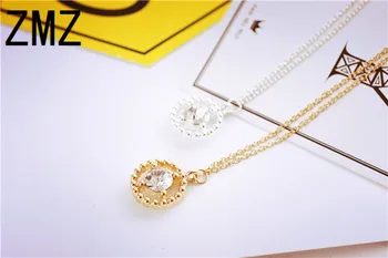 

ZMZ 10pcs/lot lovely elegant fashionable round shinny bijou stone jewel pendant necklace gift for mom/friends party jewelry