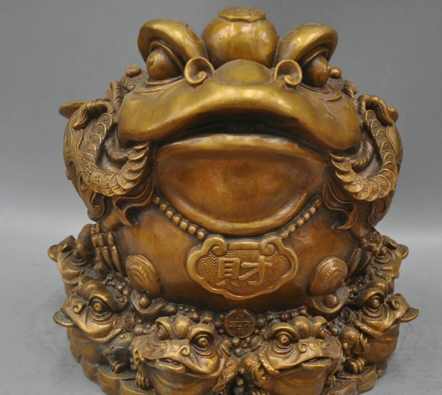 

xd 002341 13 Bronze Toad Golden Toad Wealth Mascot Sculpture Statue