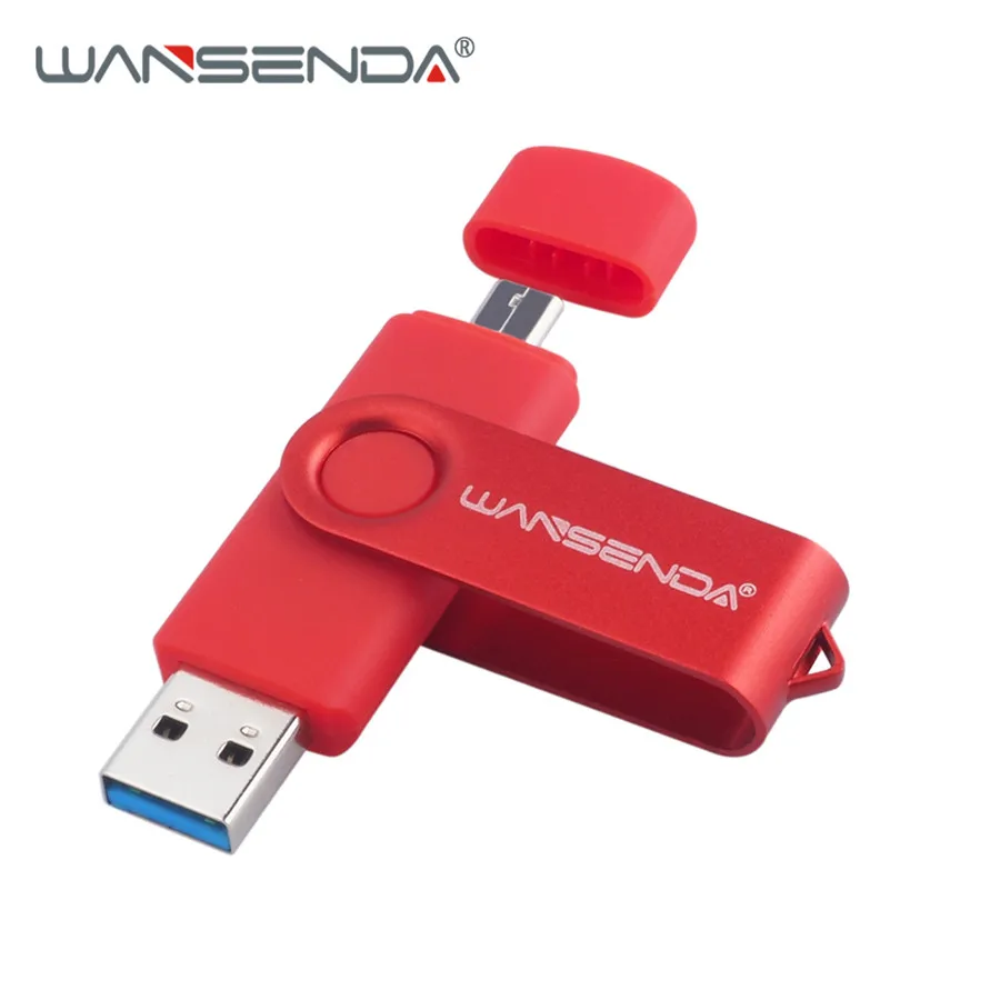 WANSENDA USB 3,0 USB флеш-накопитель 128 Гб OTG флеш-накопитель для Android мобильных устройств/ПК 16 ГБ 32 ГБ 64 ГБ флеш-накопитель 256 ГБ Micro USB карта памяти - Цвет: Красный