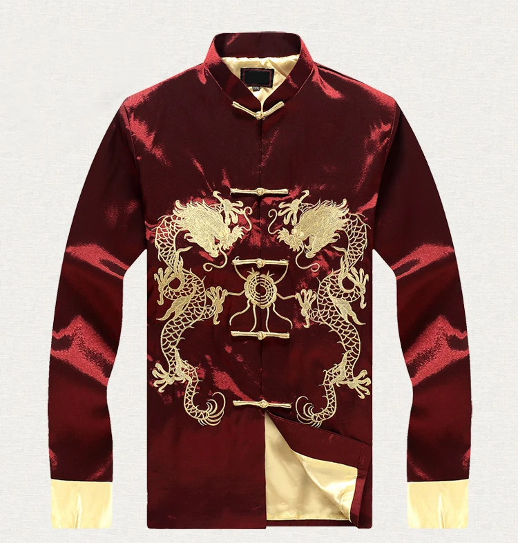 بورجوندي خمر التطريز التنين الرجال الحرير سترة النمط الصيني الكونغ فو معطف زائد حجم 3XL 4XL 5XL 6XL الملابس 2283 بورجوندي خمر التطريز التنين الرجال الحرير سترة النمط الصيني الكونغ فو معطف زائد حجم 3XL 4XL 5XL 6XL الملابس 2283