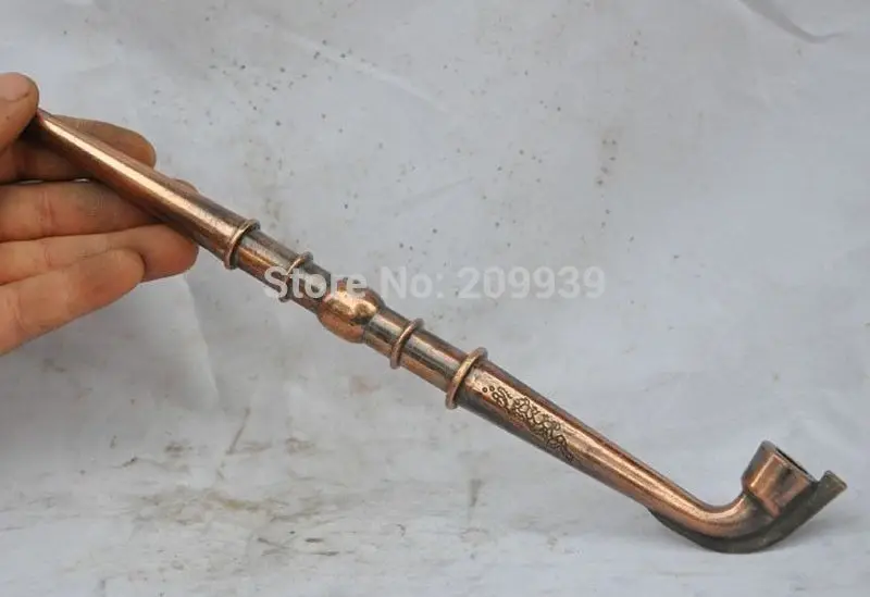 

huij 006692 11.5"China Folk Collect old Bronze smoking tool Tube Tobacco pouch statu statue (A0322) A0403