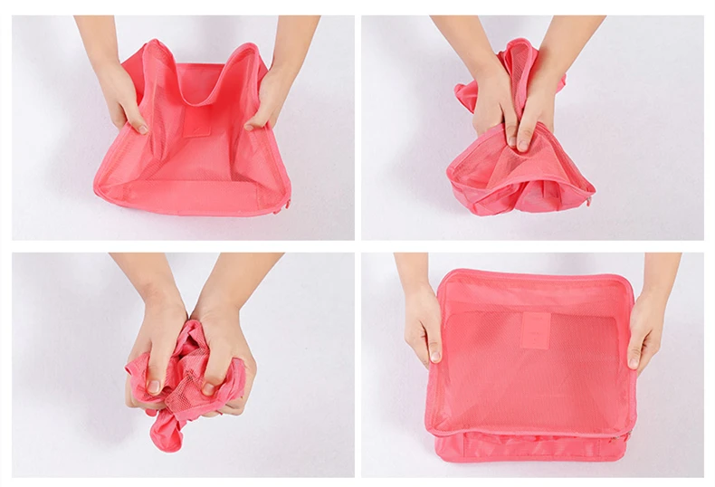 7pcs/set Travel Portable Luggage Storage Bag Shoe Underwear Closet Organizer Container High Craft Storage Bag With net Cover