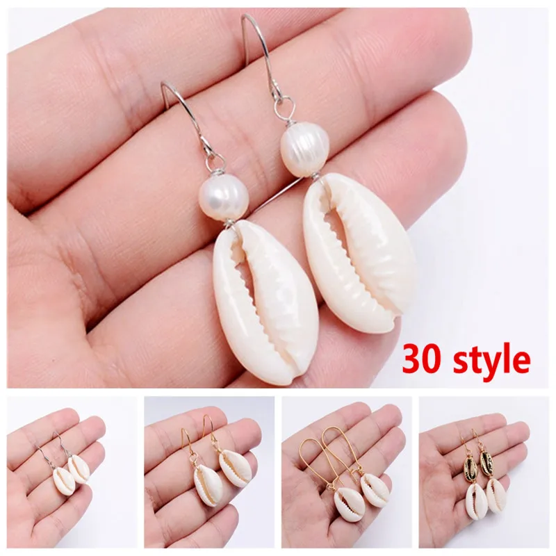 

2019 Irregular Freshwater Pearl Shell Drop Earring Sea Shell Pendant Dangle Earrings For Women Gold Silver Color Fashion Jewelry