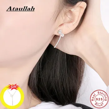 

Ataullah Sterling Silver 925 Jewelry Earring Cute Bow-knot Drop Hanging Earrings for Women Fashion Diamond Gift Bijoux EW022