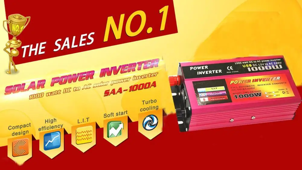 

1000W/ 2000W Watt DC 12V to AC 220V Portable Car Power Inverter Charger Converter Adapter DC 12 to AC 220 Modified Sine Wave