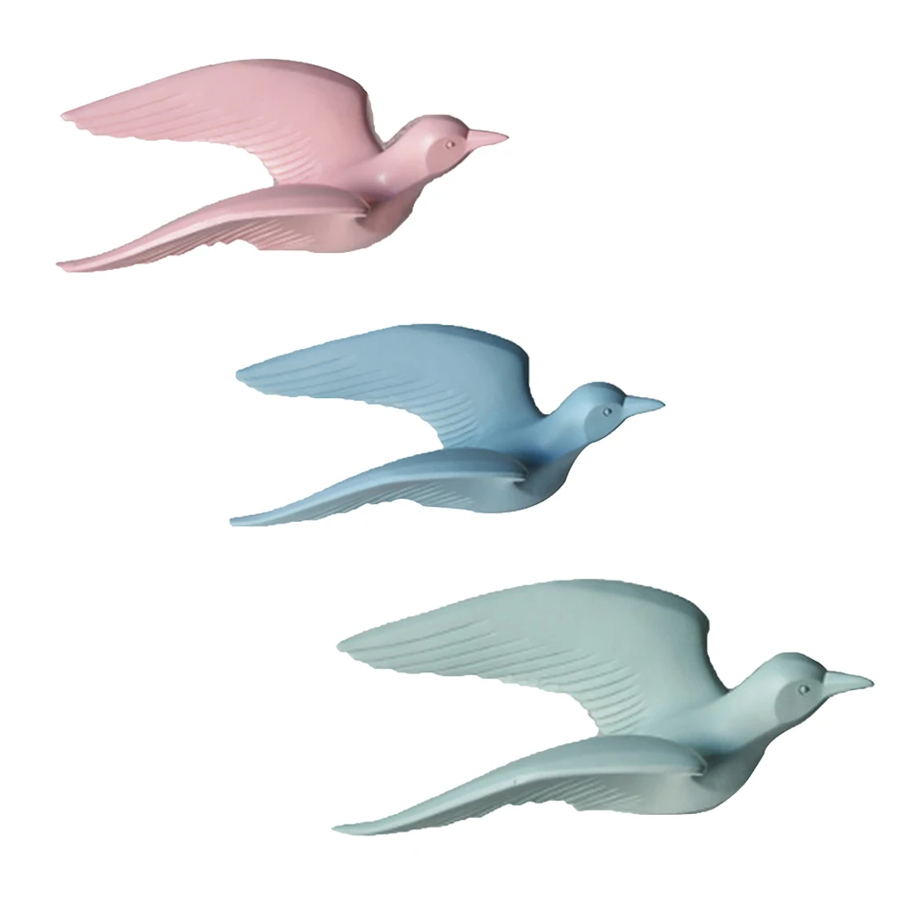 3D Resin Flying Seagull Birds Crafts Wall Art Sculpture Living Room Bedroom Wall Hanging Decoration