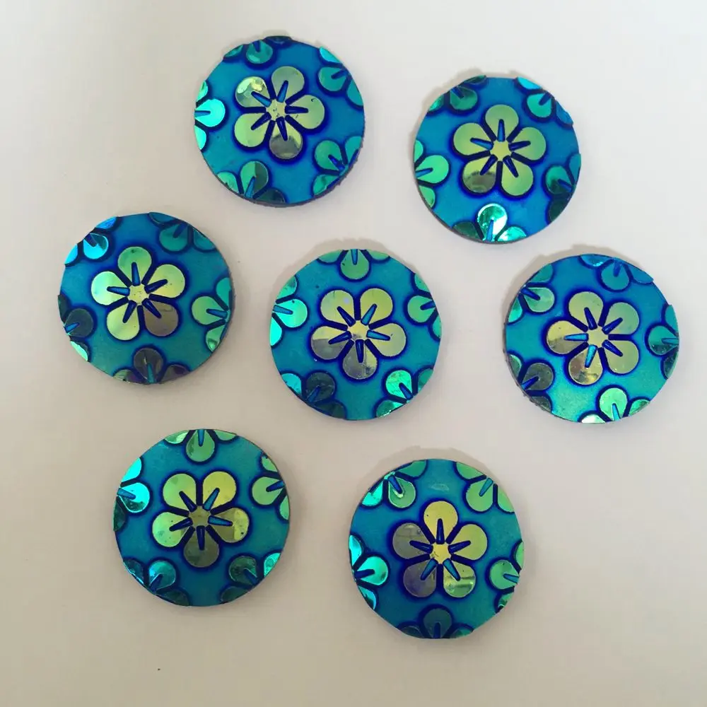 DIY 10개 20mm AB 라운드 수지 꽃 플랫백 웨딩 버튼 diy 공예 K05