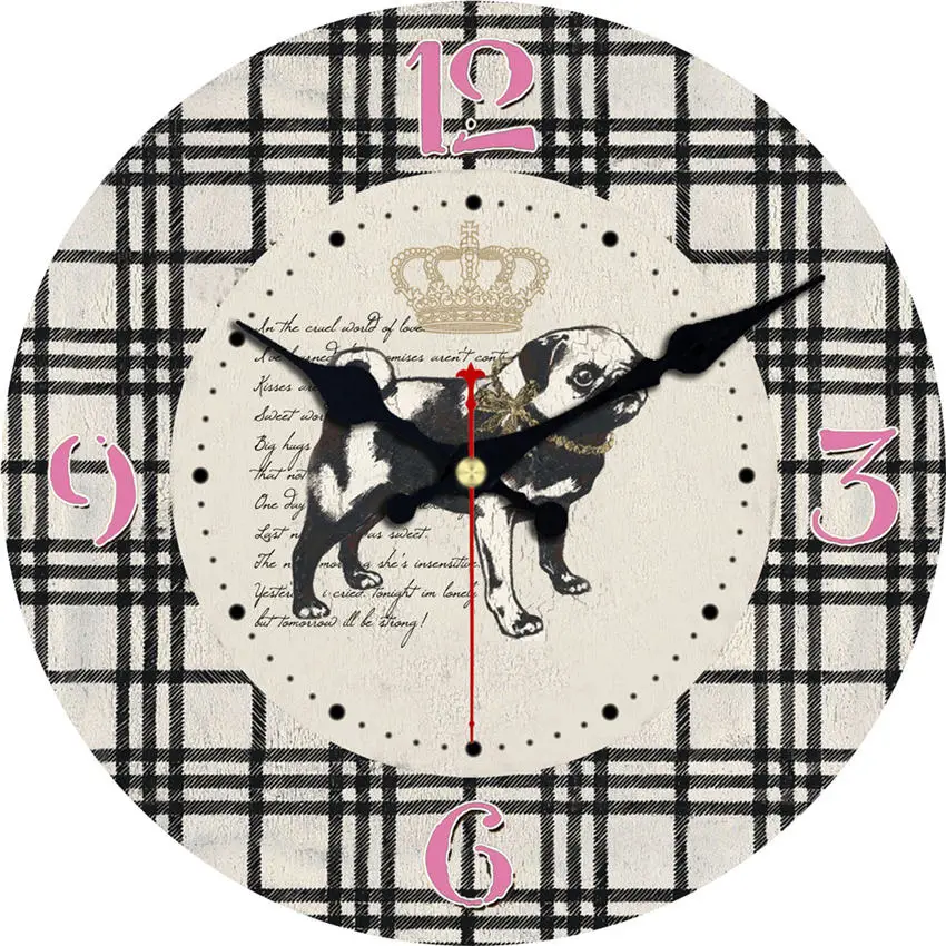 WONZOM абстрактный слон современный стиль деревянные картонные часы, круглые Настенные часы для домашнего декора гостиной не тикающий звук - Цвет: Dog Wall Clock 1