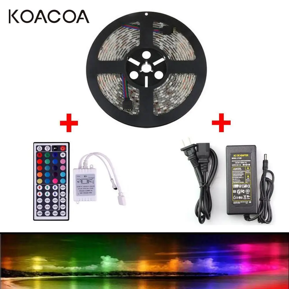 

RGB LED Strip Waterproof 5050 USB LED Strip LED Ribbon /Light Strip 5M 10M Flexible Ledstrip with Controller and 12V Adapter EU