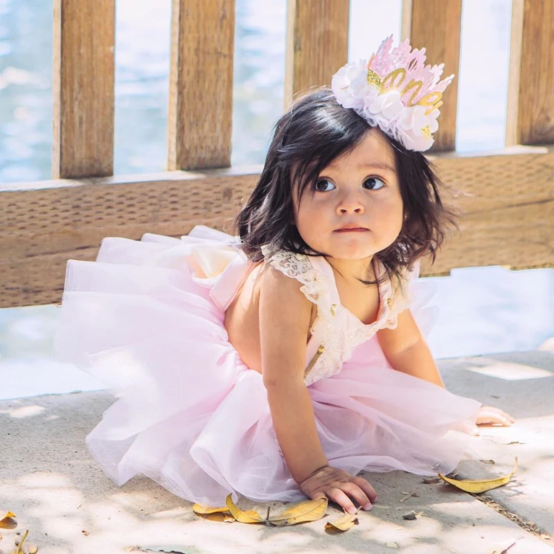 Детское Сетчатое платье принцессы; комбинезон без рукавов для маленьких девочек; милое розовое платье-пачка; Новая модная весенне-летняя одежда для малышей