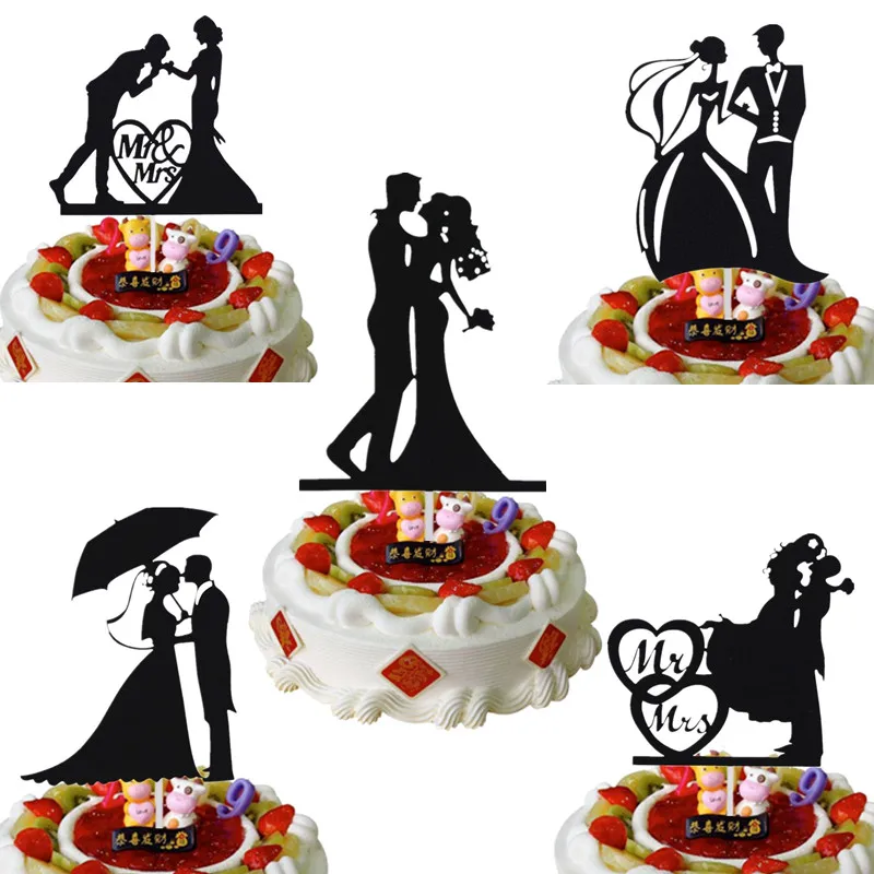 Bride Groom Wedding Cake Topper Engagement Party Decor Mr & MRS Cake Topper 