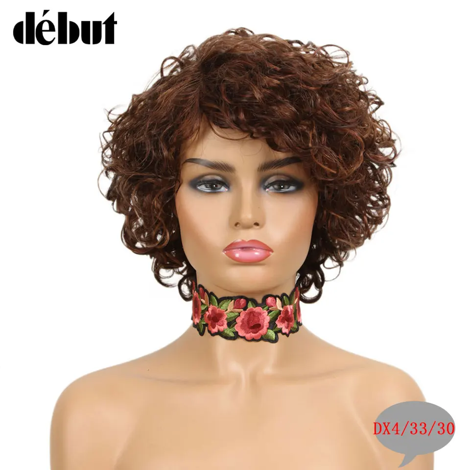 Perucas de Bob Perucas de Cabelo Encaracolado Curto Ombre Humano Barato Pixie Corte Estilo Preto Perucas Completas Tt1b - 33 Dx1029 Marrom Cor Loira 14 perucas de cabelo humano barato encaracolado pixie